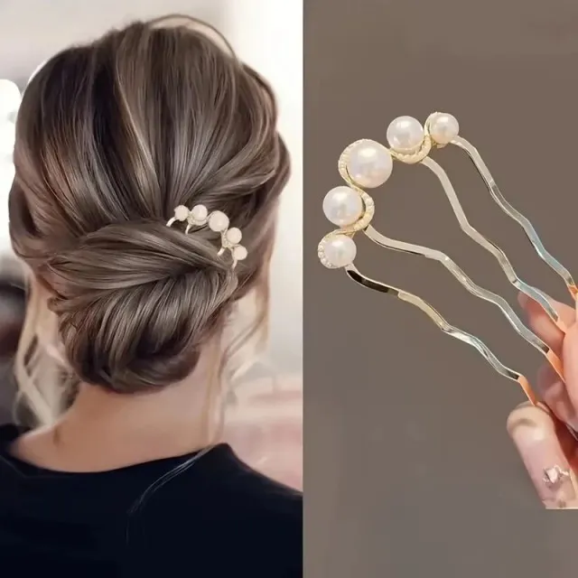 Eleganten glavnik z umetnimi biseri za figo